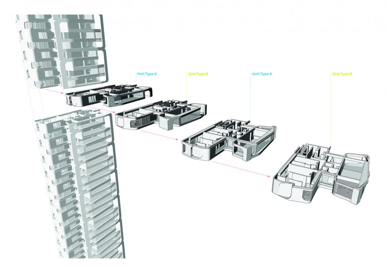 Sơ đồ phát nổ.  Ardmore Residence, Singapore, của UNStudio